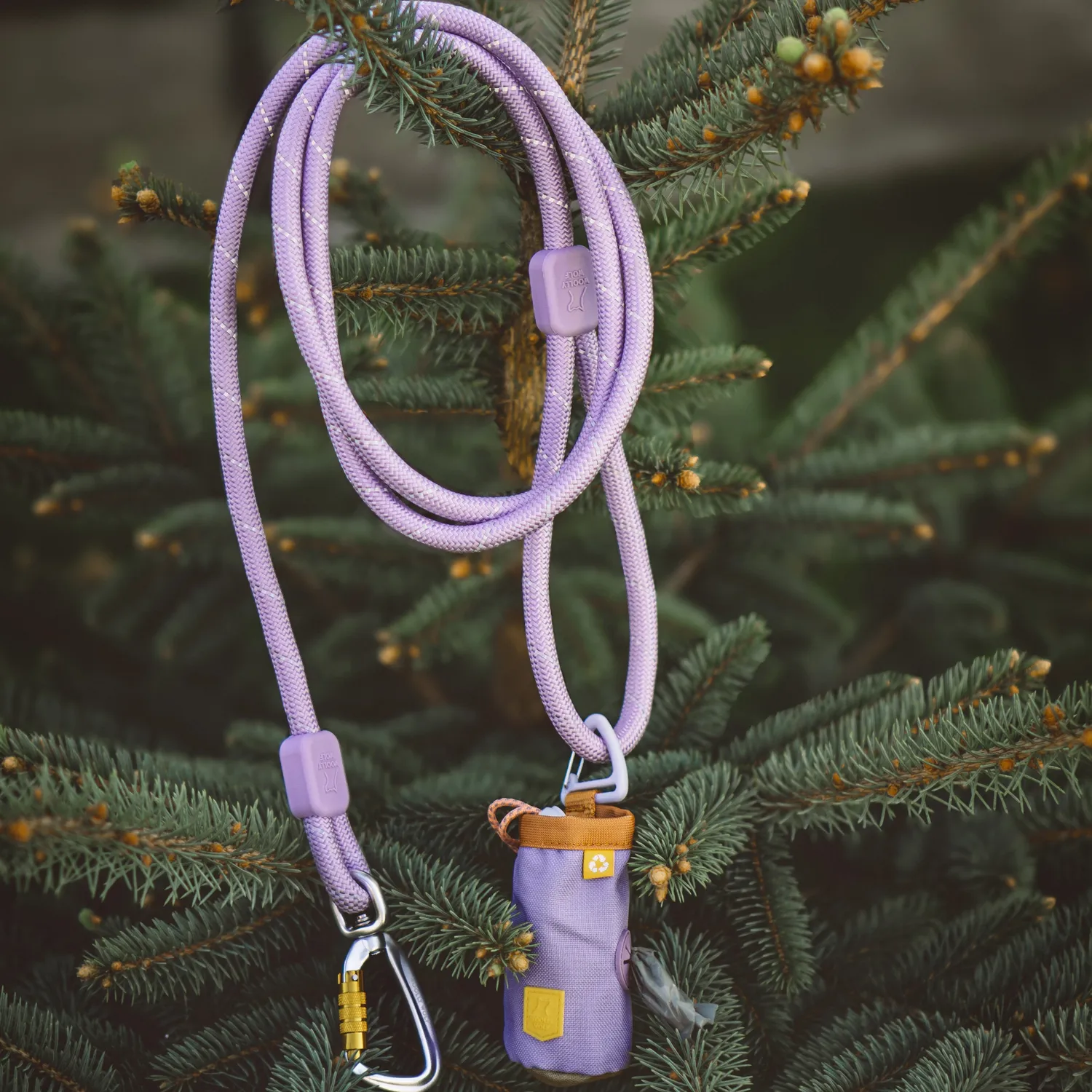 Woolly Wolf Rope Leash hundesnor lavendel 180 cm refleks