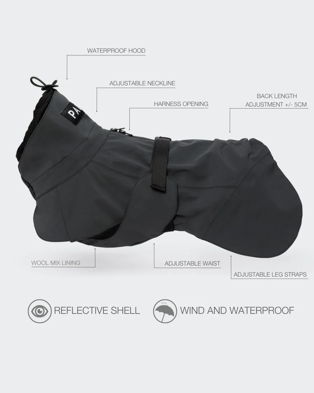 Paikka Visibility Raincoat regndækken sort vandtæt