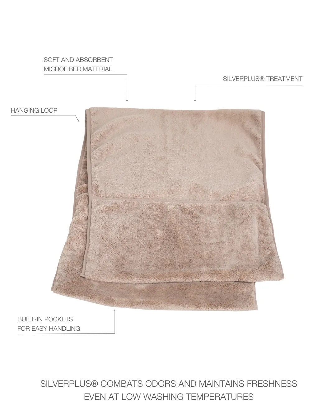 Paikka tørrehåndklæde Taupe 40x110 mikrofiber