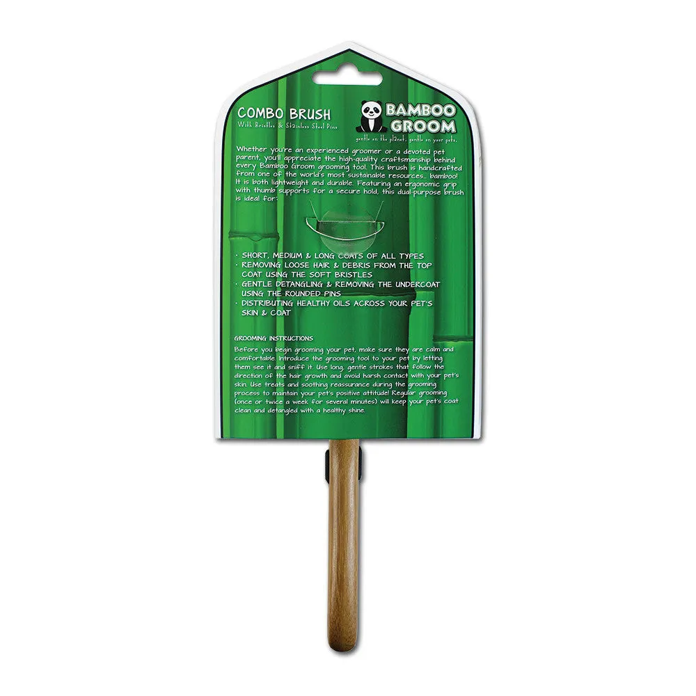 Bamboo Groom Combo Brush hundebørste Large bambus
