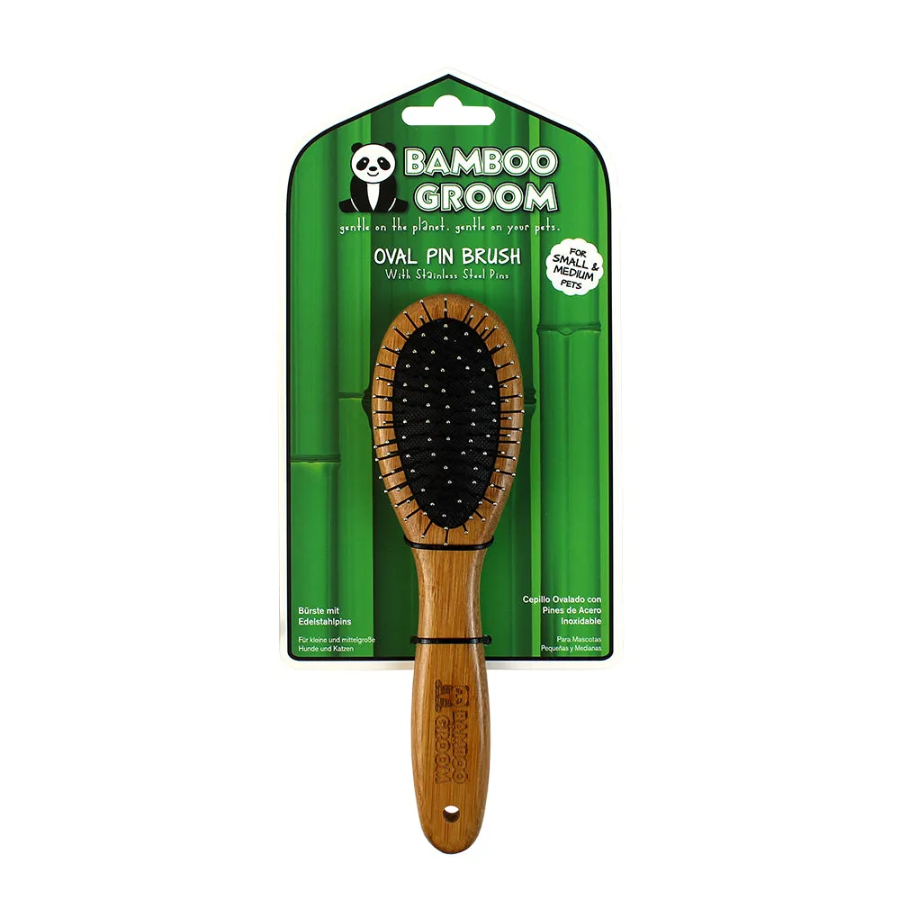 Bamboo Groom oval pinbørste Small Medium stål