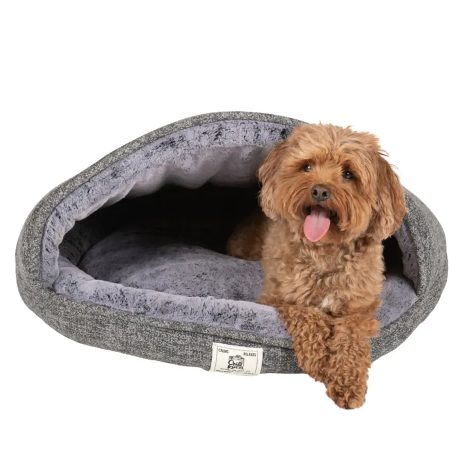 Chill Kuzzi Calming Nook hundeseng hule grå FIR