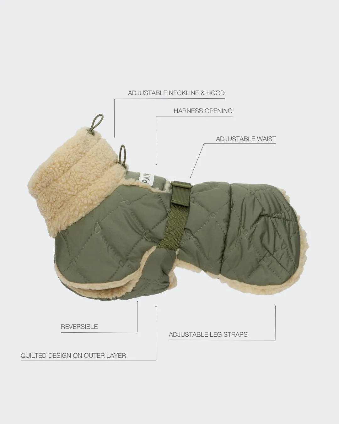 Paikka Quilted Sherpa vinterjakke olive genbrug