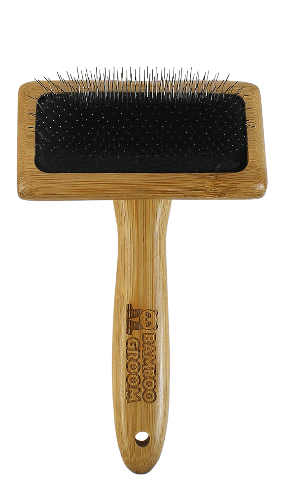 Bamboo Groom Slicker Brush with Stainless Steel Pins karte Medium