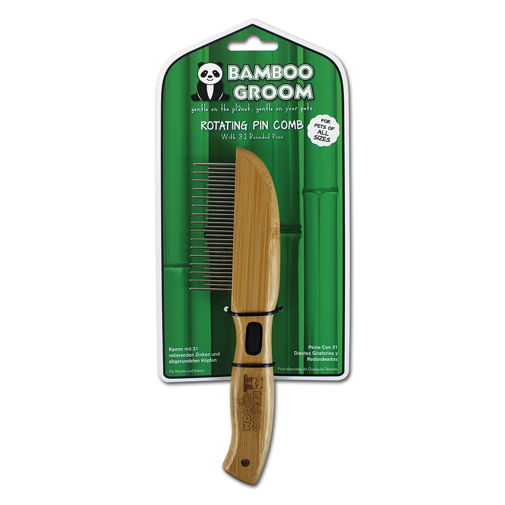 Bamboo Groom Rotating Pin Comb with 31 Rounded Pins kam 31