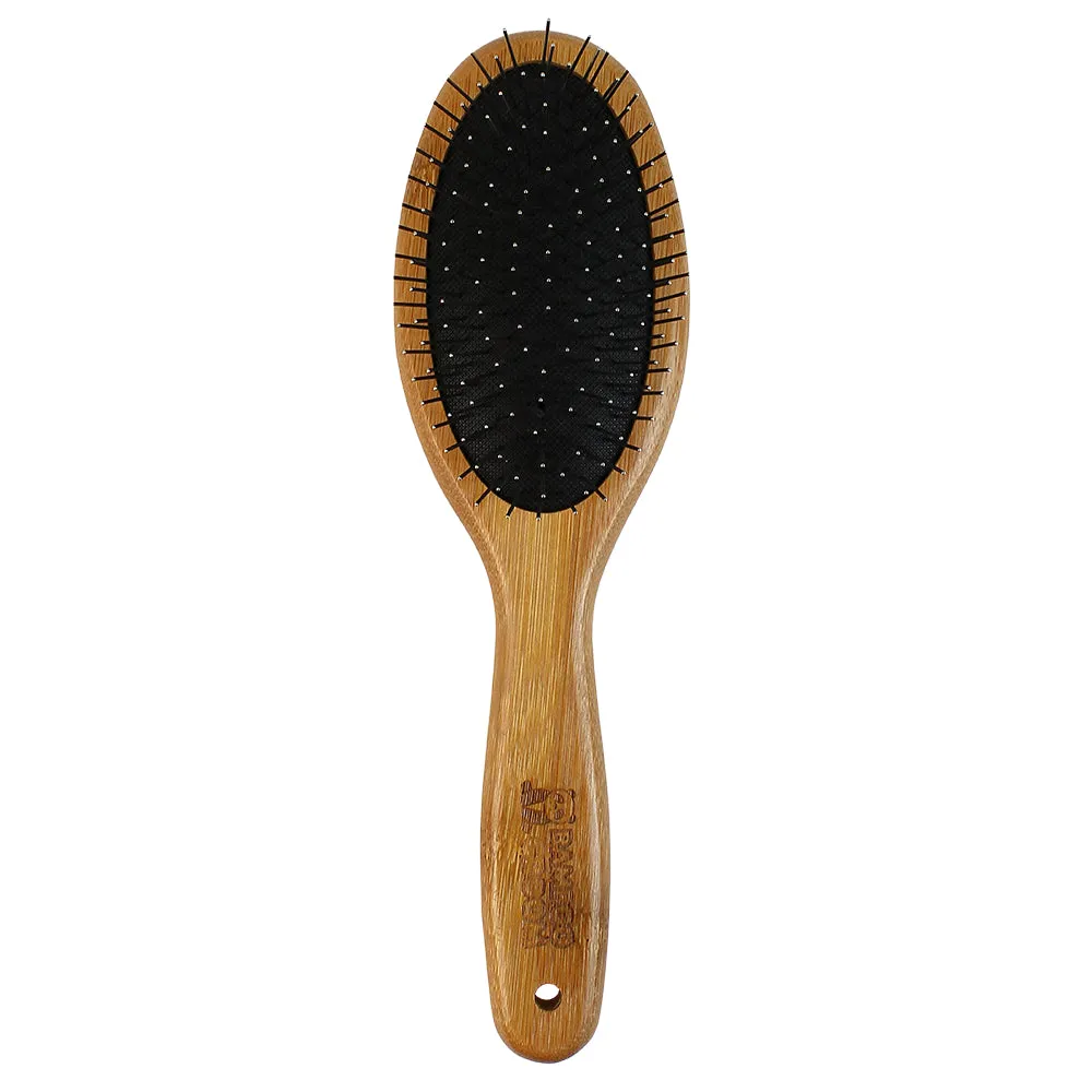 Bamboo Groom oval pinbørste Small Medium stål