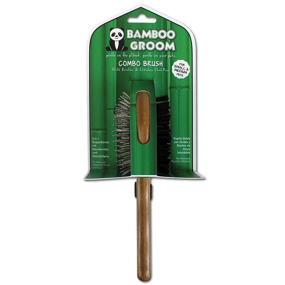 Bamboo Groom Combo Brush hundebørste Large bambus