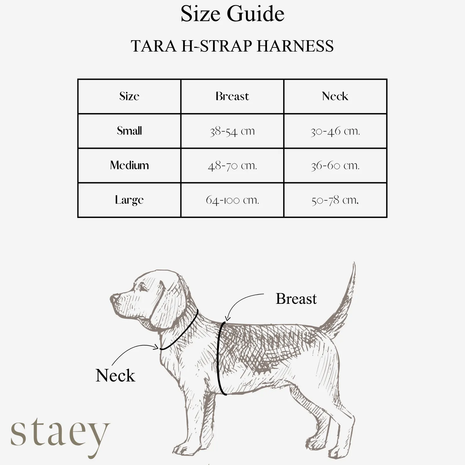 Staey Tara H-sele hundesele Mocca letvægt