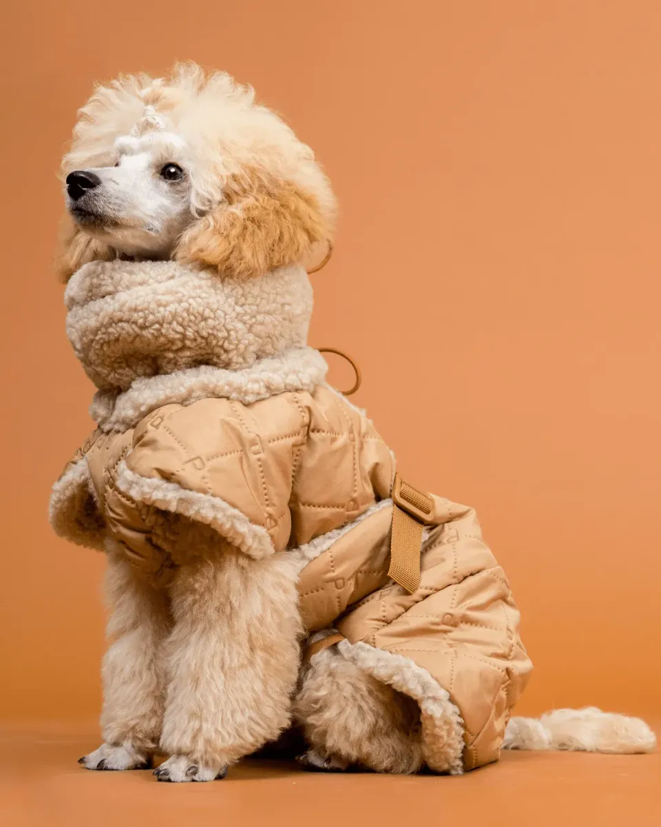 Paikka Quilted Sherpa vinterjakke camel genbrug