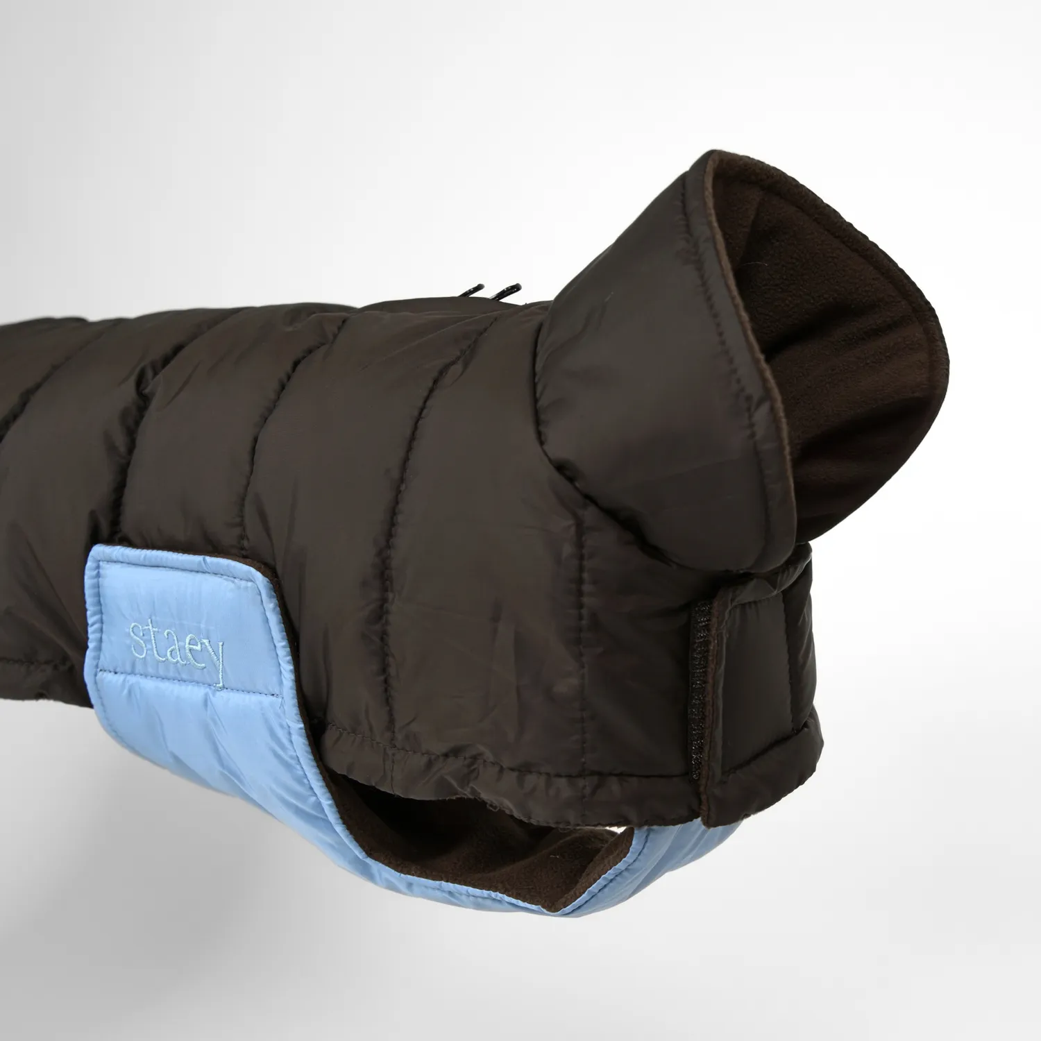 Staey Nora hundefrakke Espresso/Sky Blue varm vinter