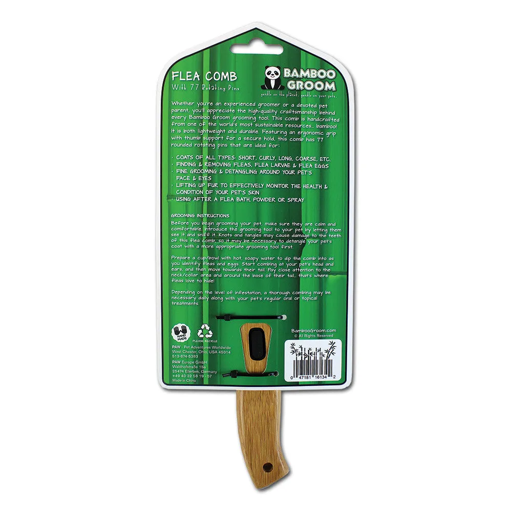 Bamboo Groom loppekam 77 roterende pinde bambus
