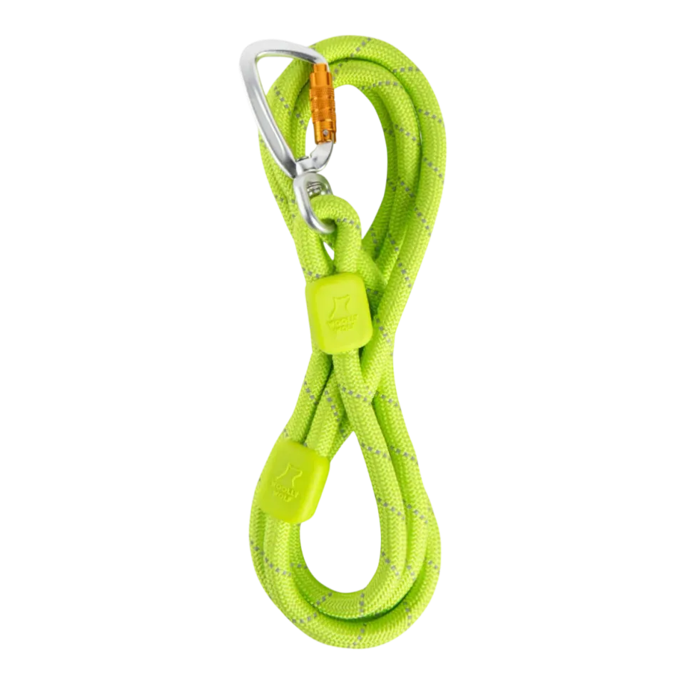 Woolly Wolf Rope Leash hundesnor lime 180 cm refleks