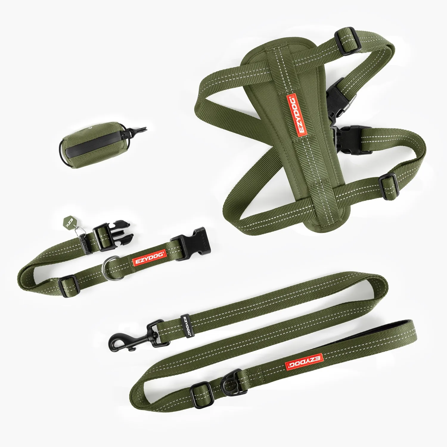 EzyDog Essential Everyday sæt til hund palm green sele line