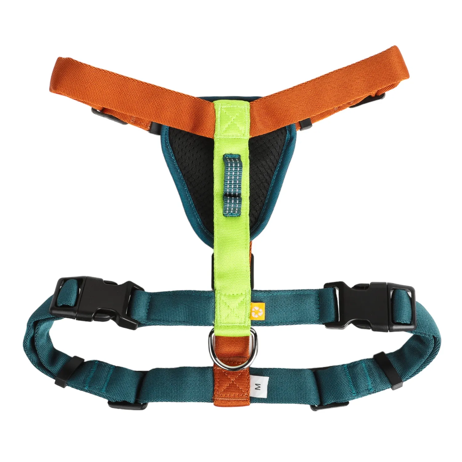 Woolly Wolf Color Block hundesele Lime Mix med refleks