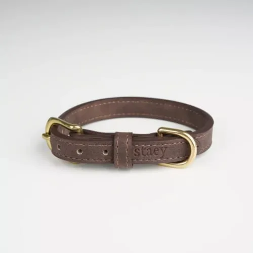 Staey Grace læderhalsbånd nubuck Nature messing