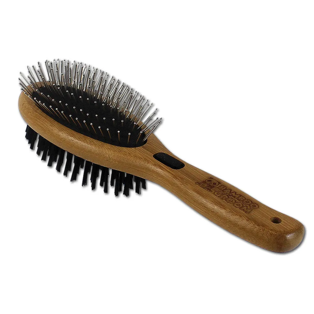 Bamboo Groom Combo Brush hundebørste Large bambus