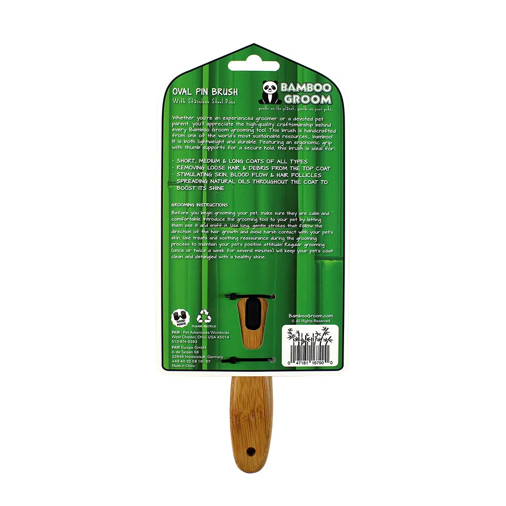 Bamboo Groom oval pinbørste Small Medium stål