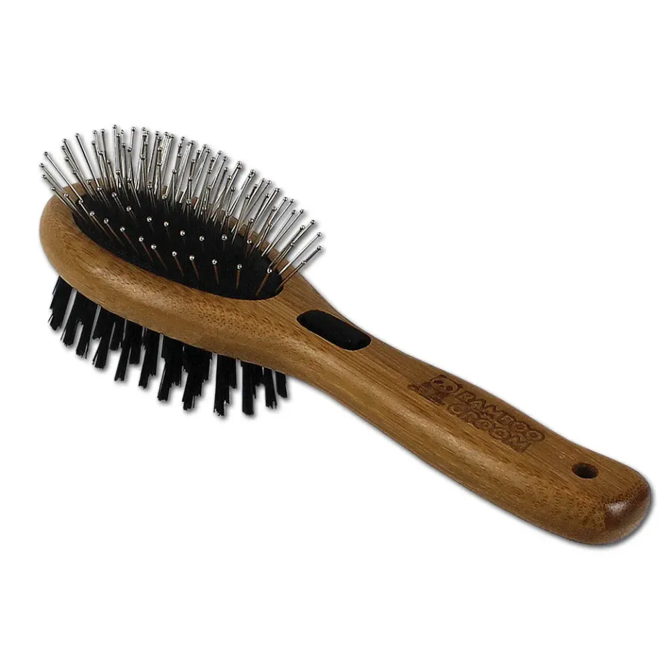 Bamboo Groom Combo Brush hundebørste Large bambus