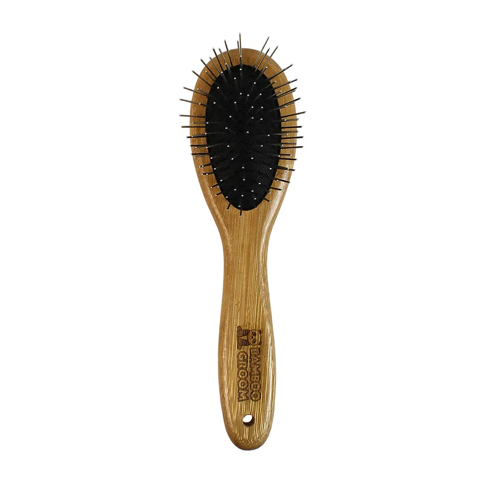 Bamboo Groom oval pinbørste Small Medium stål
