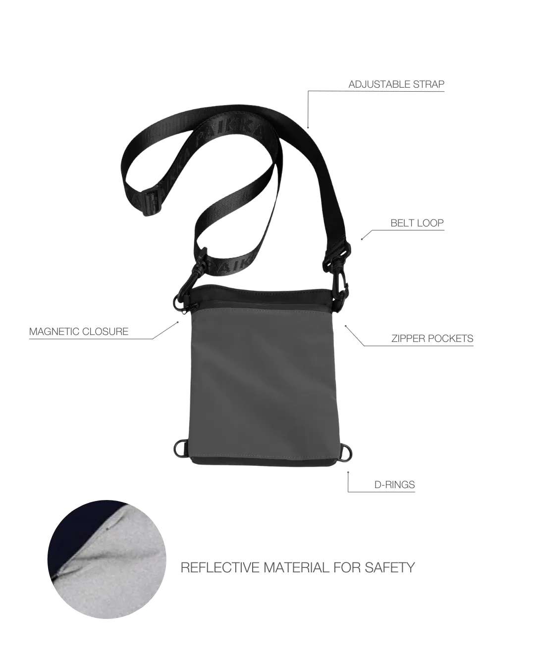 Paikka Visibility Treat Pouch godbidstaske sort reflekterende