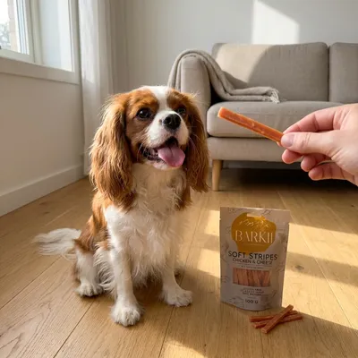 Barkii Soft Stripes Hundegodbidder Kylling Ost 100 g Kornfri