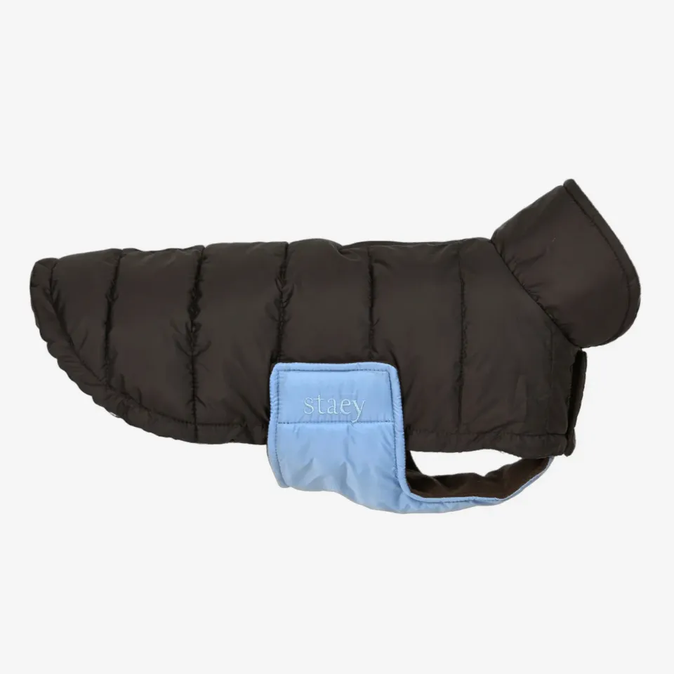 Staey Nora hundefrakke Espresso/Sky Blue varm vinter