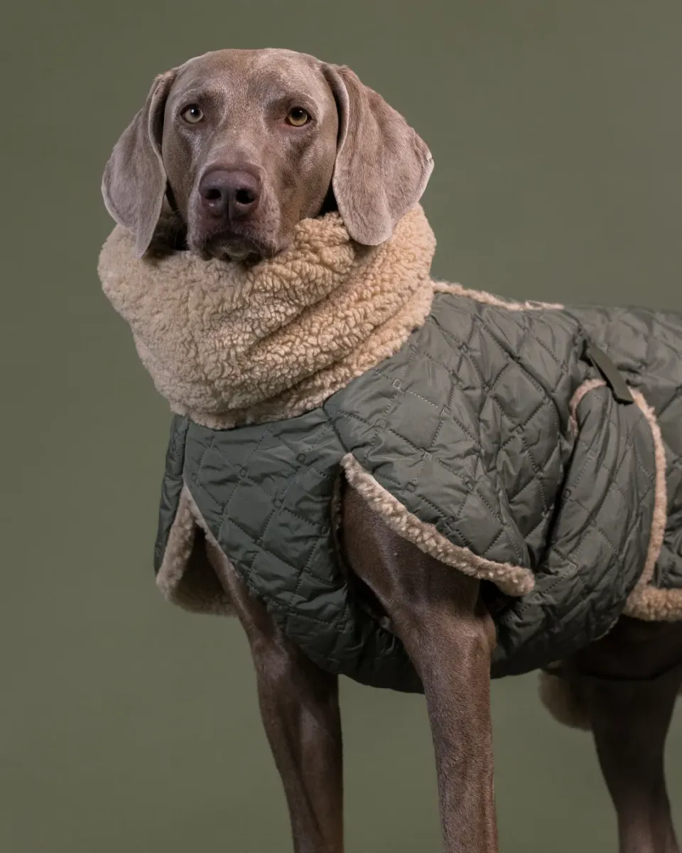 Paikka Quilted Sherpa vinterjakke olive genbrug