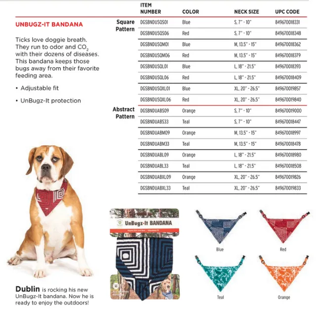 Dog Gone Smart UnBugz-It hundebandana insekt