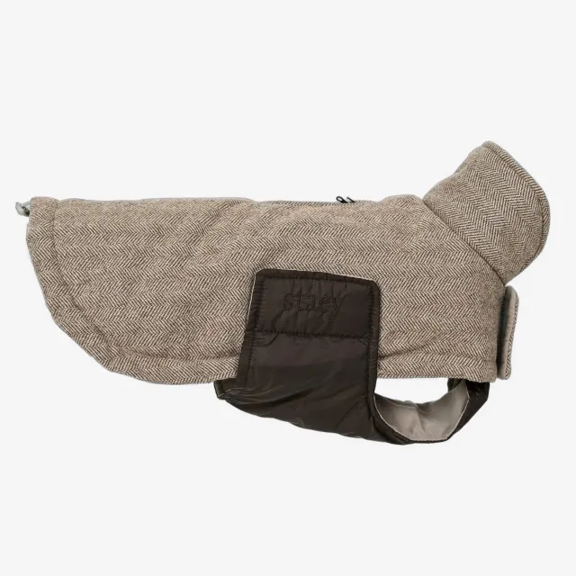 Staey Nora hundefrakke herringbone mocca overgang