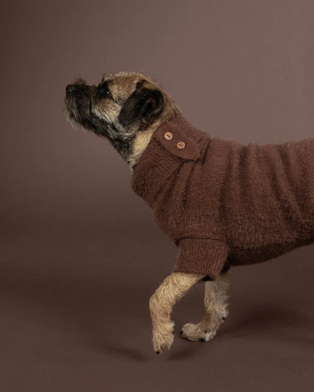 Paikka Furry Knit Sweater Choco hundesweater brun blød