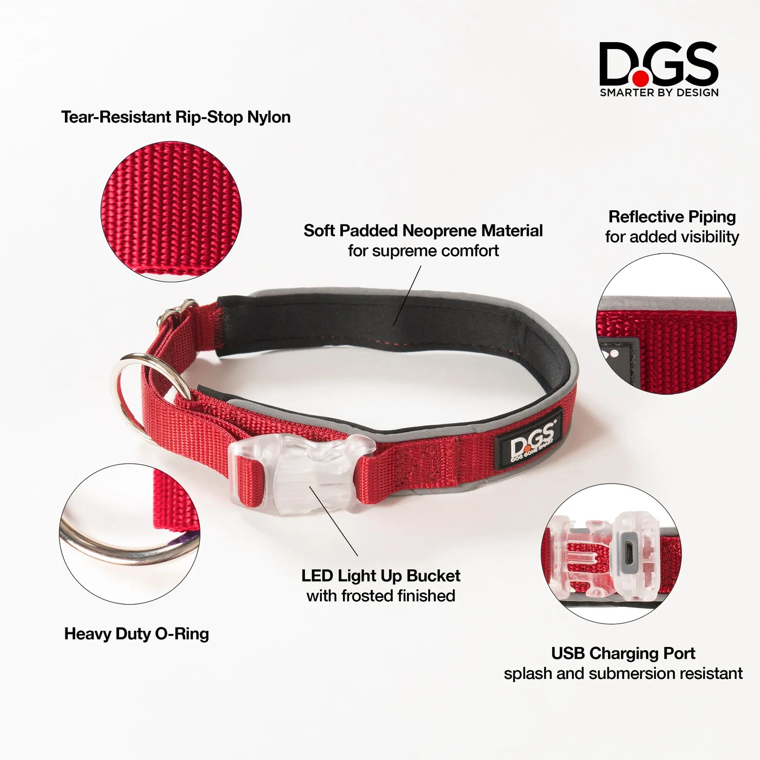 Dog Gone Smart Comet LED hundehalsbånd med lys
