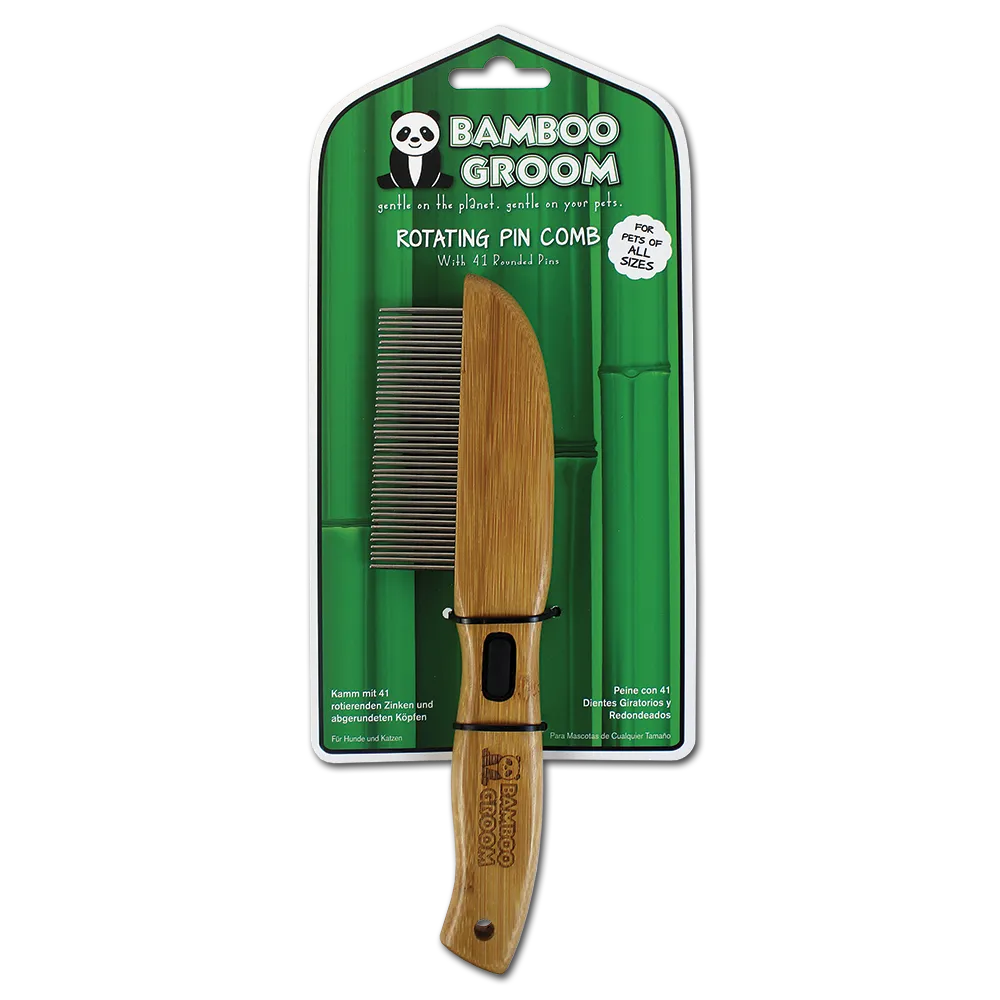 Bamboo Groom Rotating Pin Comb with 41 Rounded Pins kam 41