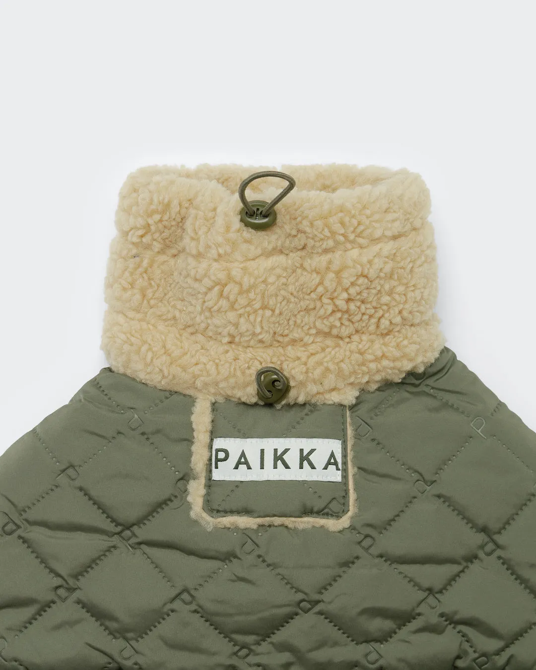Paikka Quilted Sherpa vinterjakke olive genbrug